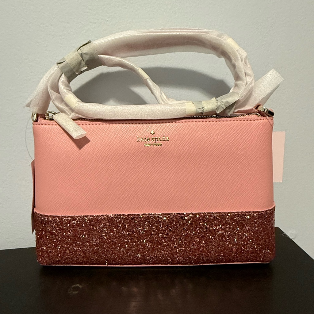 Nwt Kate Spade Pink And Rose Gold Crossbody Bag With Adjustable Strap